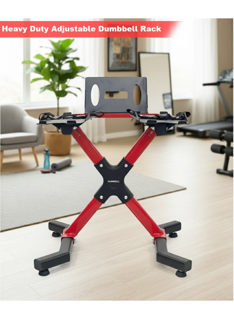 Sky Land X-Frame Dumbbell Stand for Home Gym – Heavy Duty 120KG Weight Rack for Adjustable & Fixed Dumbbells, Anti-Slip Steel Frame, Compact Space-Saving Dumbbells Storage – Red & Black EM-9262R - Image 2